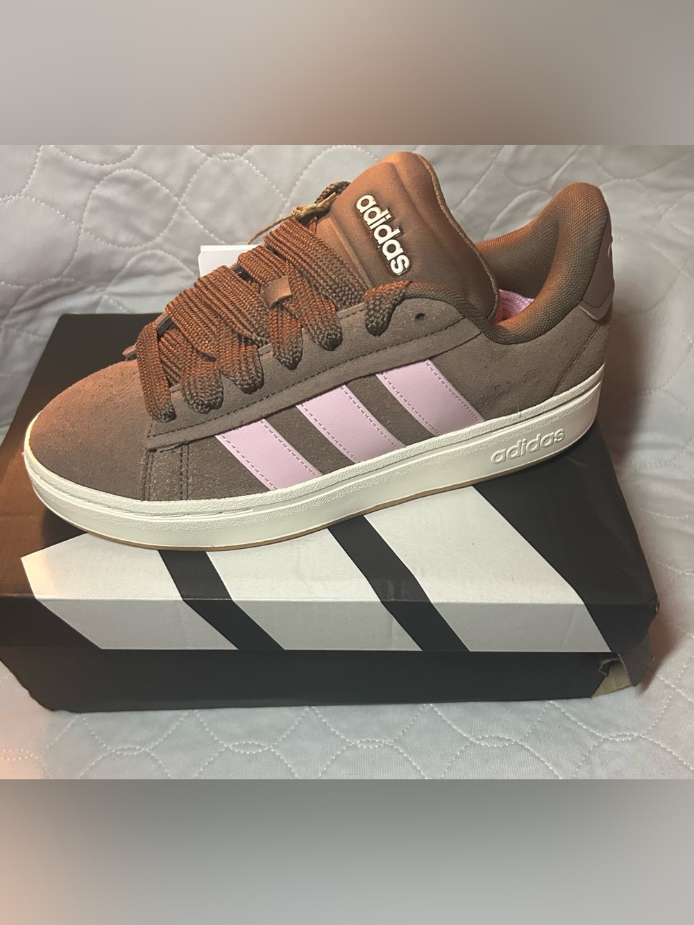 adidas Grand Court Alpha 00s Brown with Pink Stripes Sneakers